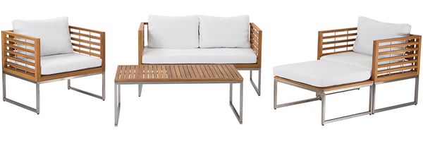 Lounge Set mit Tisch BERMUDA Akazienholz Heller Holzfarbton