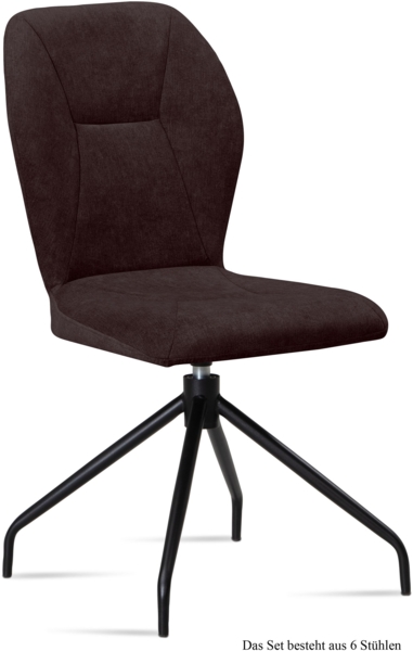 Esszimmerstuhl drehbar (6er-Set) Dorene 51 x 92 x 60 Schwarz/Espresso