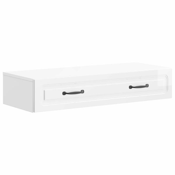 vidaXL Wandmontierter Beistelltisch Hochglanz Weiß 87,5 x 34,5 x 17 cm 899349