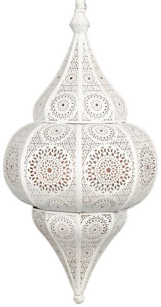 Marrakesch Orient & Mediterran Interior Pendelleuchte Orientalische Lampe Hängelampe aus Metall E27 Lunar Weiß 40cm, Handarbeit