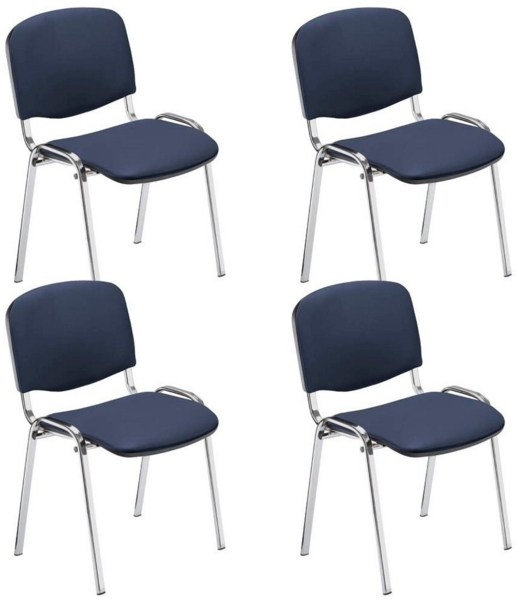 Nowy Styl Besucherstuhl 4 Besucherstühle stapelbar Kunstleder blau/chrom Bild 3