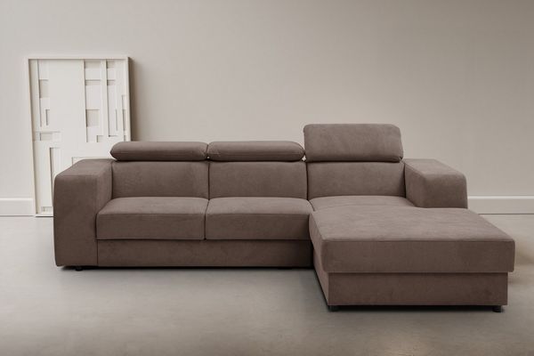WERK2 Ecksofa Cherry, modernes Sofa mit Komfortfunktionen, Breite 270cm, L-Form, bequem, mit verstellbaren Kopfteilen, Schlaffunktion und Bettkasten