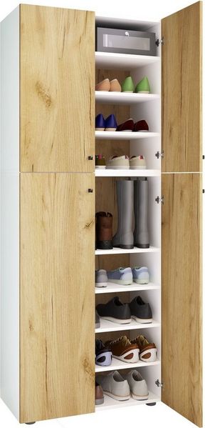 VCM Schuhschrank Lona 919596 Weiß / Honig-Eiche B. 70 x H. 184 x T. 40 cm