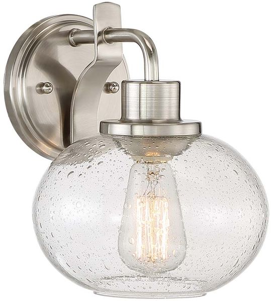 Wandleuchte, Metall Glas, Nickel, B 19,9 cm