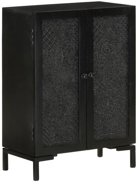 vidaXL Sideboard Schwarz 55x30x77 cm Massivholz Mango und Eisen 351645