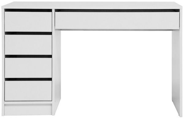 Beautysofa Schreibtisch Malta 120 cm mit Schubladen (Funktionales Design für Home Office - rechts/Links montierbar, Weiß oder Kaschmir), Wahlweise mit oder ohne Griffe