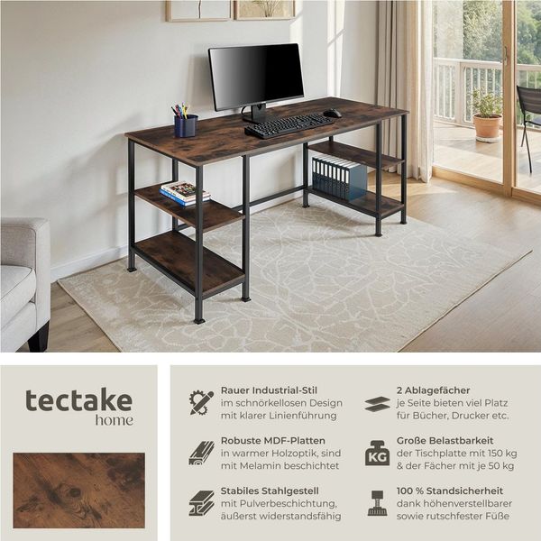 tectake Schreibtisch Computer-Schreibtisch (1-St, 1 tlg), Geradlinig designter Schreibtisch im typischen Industrie-Stil