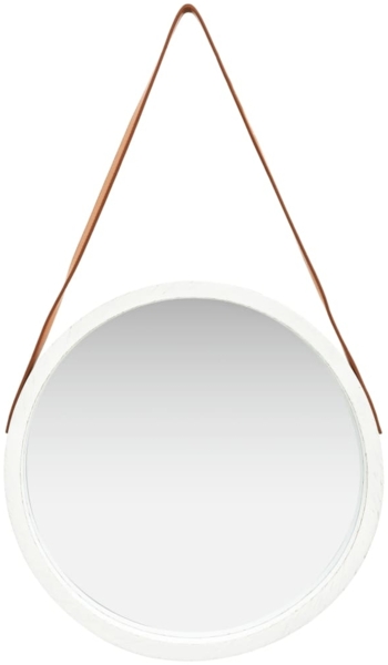 vidaXL Wandspiegel mit Gürtel 50 cm Weiß 320364