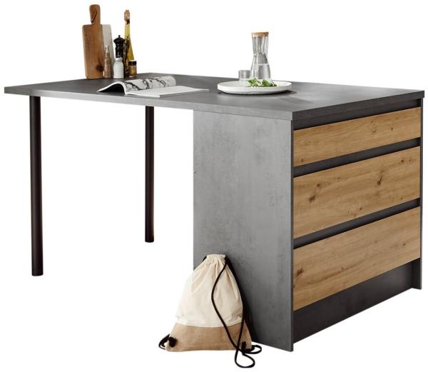 Kücheninsel TANN Küchenblock Chromix anthrazit Artisan Eiche