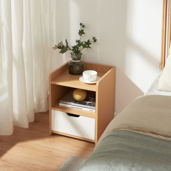 Nachttisch Bordkak 45x36x34 cm Eicheoptik/Weiß [en. casa]