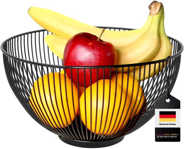 Obstkorb, Drahtkorb, Obstschale, oval Ø ca. 28 x 15 cm H, schwarz matt