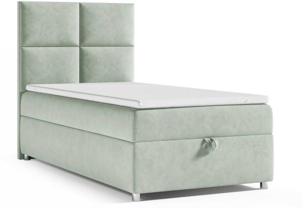 Best for Home Boxspringbett K2 SINGLE mit Bettkasten mit Lieferung, Aufbau & Entsorgung (Mintgrun 70x200)