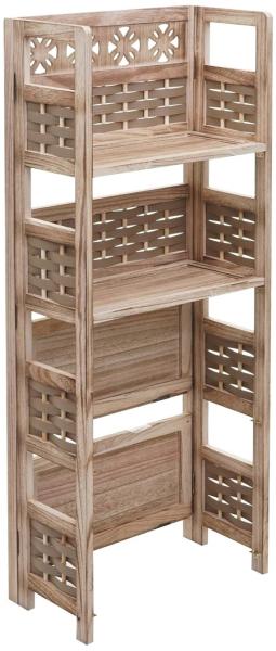 Regal HWC-K86, Standregal Wohnregal, klappbar 4 Ablagen, Holz 110cm ~ braun, Geflecht braun Bild 7