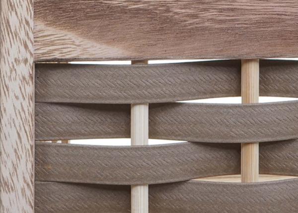 Regal HWC-K86, Standregal Wohnregal, klappbar 4 Ablagen, Holz 110cm ~ braun, Geflecht braun Bild 3