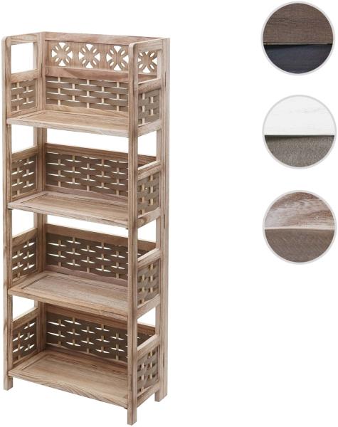 Regal HWC-K86, Standregal Wohnregal, klappbar 4 Ablagen, Holz 110cm ~ braun, Geflecht braun Bild 9