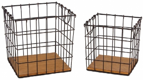 2er Korb Set Körbe Korbsatz Metall Kiste Industrial Vintage Antic Line SEB17240