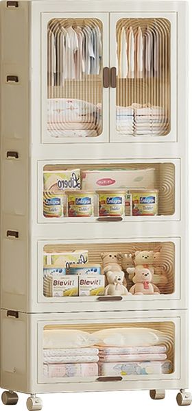 GarveeLife Zusammenklappbarer Kleiderschrank 70 x 41,5 x 191,4 cm, Schnelle Montage, Vielseitiger Schrank mit Kleiderstange, Magnettüren, Rollen, Kunststoff-Klappkommode für Schlaf & Wohnzimmer