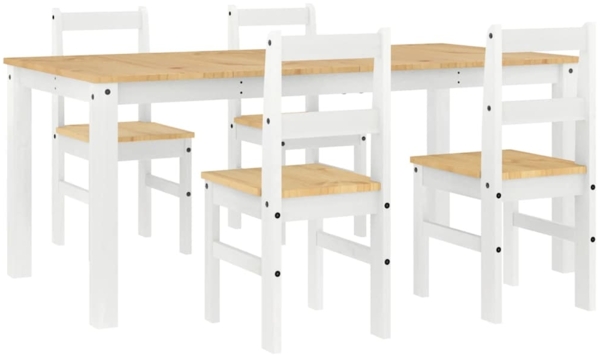 vidaXL 5-tlg. Essgruppe Panama Weiß Massivholz Kiefer 3345190