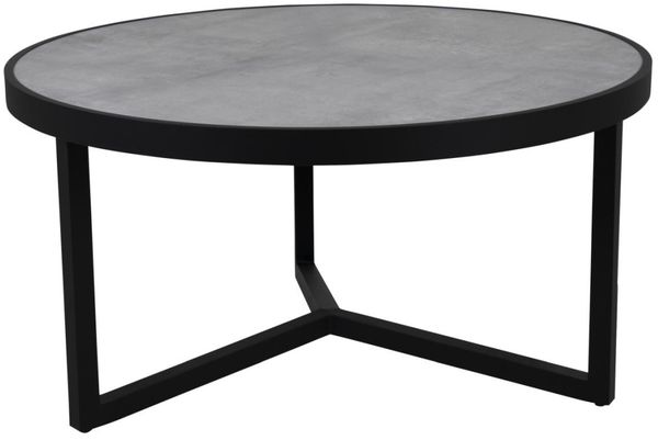 Gartencouchtisch Itonda aus Aluminium und Glas, modern rund, grau, Ø 100 cm