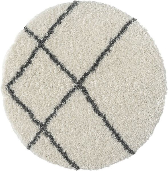 Myflair Möbel & Accessoires Hochflor-Teppich My Shaggy Raute, rund, Höhe: 37 mm, Shaggy, Scandi Rauten Design, leicht glänzend, extra flauschig