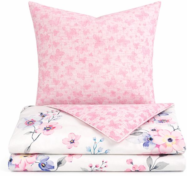 Renforce Bettwäsche mit Reißverschluss - Wendebettwäsche aus 100% Baumwolle, Florales Design 200 x 220 cm + 2x 80 x 80 cm
