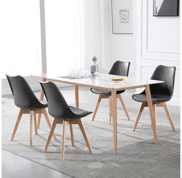 Woltu Esszimmerstuhl (Set, 6 St), Designstuhl Sitzfläche aus Kunstleder