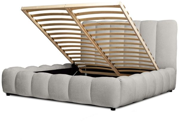 Polsterbett Doppelbett HEDA 140x200cm Komplettset in Stoff Perfect Harmony Hellgrau Bild 4