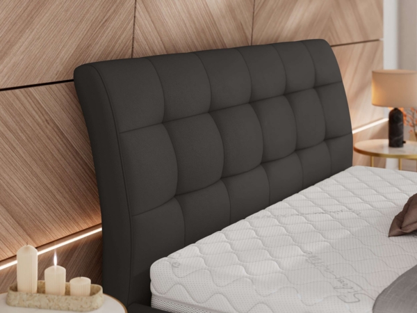 Polsterbett mit Lattenrost Gasfeder Doppelbett GALA CLASSIC gepolstert Kopfteil Bettkasten - 160x200 cm - Grau Kunstleder Bild 4