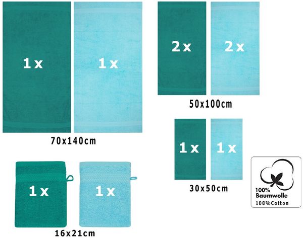 Betz Handtuch Set 10-TLG. Premium Farbe Smaragdgrün & Türkis, 100% Baumwolle (Set, 10-St)