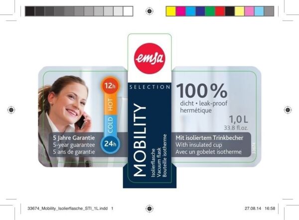 EMSA Isolierflasche Mobility 1l schwarz/anthrazit Bild 2