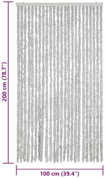 vidaXL Fliegenvorhang Grau 100x200 cm Chenille 377350 Bild 7