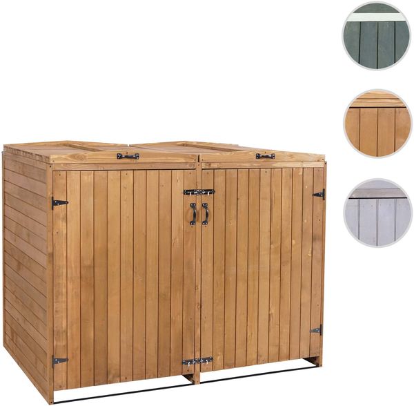 XL 2er-/4er-Mülltonnenverkleidung HWC-H74, Mülltonnenbox, erweiterbar 126x158x98cm Holz FSC® ~ braun Bild 8