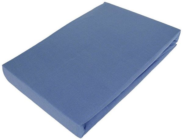 Casa Colori Spannbettlaken Jersey 90/140/180x200 cm Baumwolle Blau, 100% Baumwolle, Gummizug: rundum, (1 Stück), 30er Steghöhe