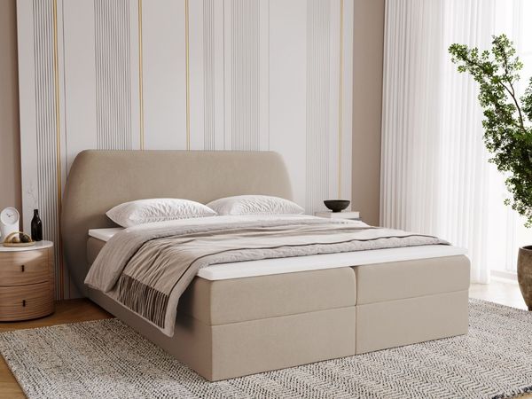 GRAINGOLD Bogota Boxspringbett 160x200, Doppelbett mit groß Bettkästen, Velour-Stoff, Schwarz Beige