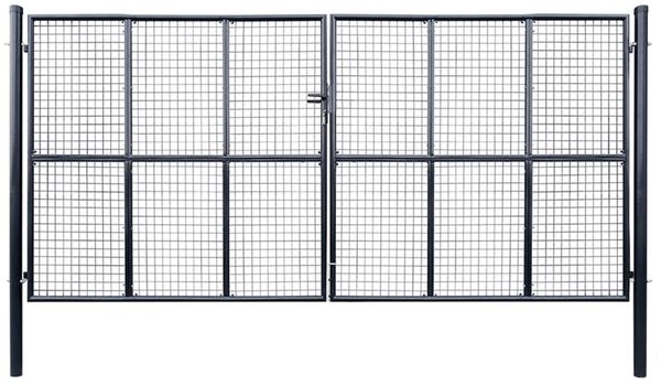 vidaXL Maschen-Gartentor verzinkter Stahl 400 x 200 cm Grau 143379