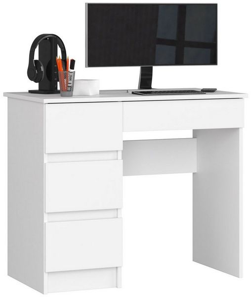 Raumhirsch Furniture Schreibtisch Kinder Computertisch - Eleganter Schreibtisch mit Stauraum, mit 4 Schubkästen - Kasten linke Variante