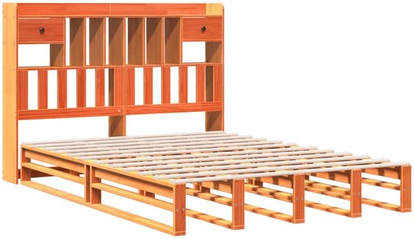 vidaXL Massivholzbett mit Regal ohne Matratze Wachsbraun 150x200 cm 3323964 Bild 3