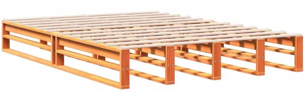 vidaXL Massivholzbett mit Regal ohne Matratze Wachsbraun 150x200 cm 3323964 Bild 5