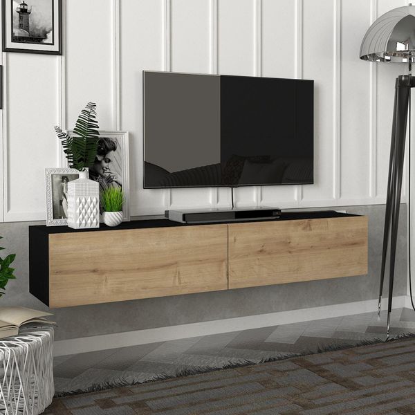 Fernsehschrank Toivakka 135x31x25cm Schwarz / Eiche [en. casa]