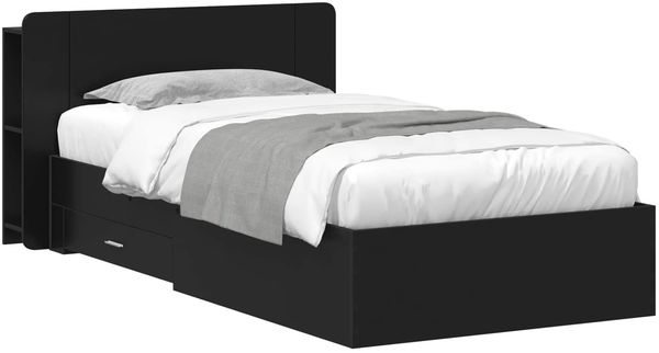 vidaXL Bettgestell mit Stauraum Schwarz 75x190 cm Holzwerkstoff 3433696