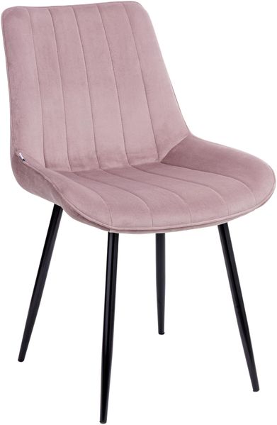 Baroni Home Moderner Stuhl mit Samtpolsterung und schwarzen Stahlbeinen, Wohnzimmersessel, Schlafzimmer, Esszimmer, Pouderrosa, 53 x 86 x 44 cm