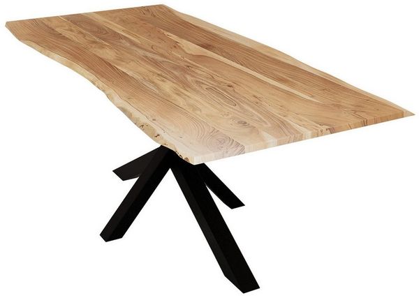 Liadomo Baumkantentisch Sammy, Esstisch, Esszimmertisch, Massivholztisch, Platte mit natürlicher Baumkante, wählbare Größen und Metallgestelle