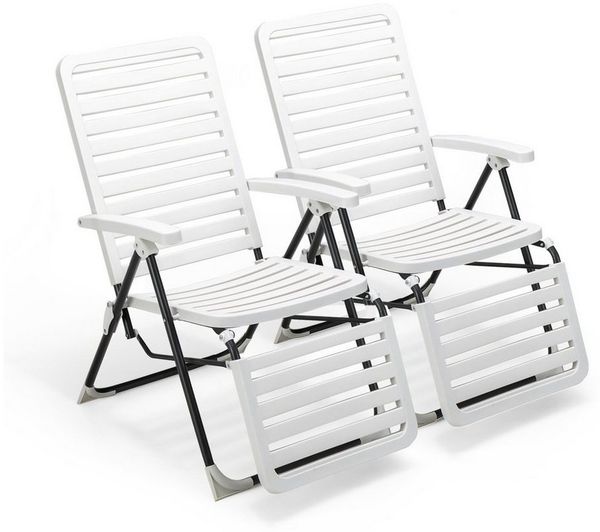 COSTWAY Gartenliege Liegestuhl, 2 St, 7-Fach verstellbar, klappbar
