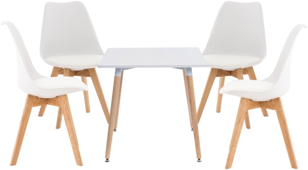CLP Essgruppe Lente für Küche & Esszimmer | 5-teilig, Retro-Stil,natura/weiß