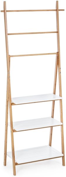 Regal Yeradu aus Bambus, modernes Leiterregal, Natur Weiß, 3 Fächer, für dein Zuhause
