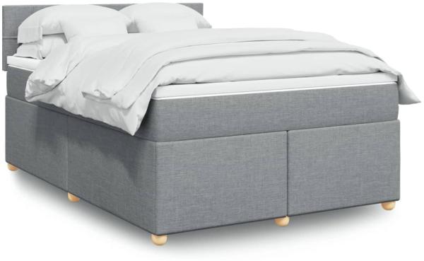 vidaXL Boxspringbett mit Matratze Hellgrau 140x200 cm Stoff 3286703