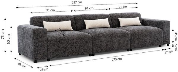 Bigsofa Designersofa Sofa ROMY 4-Sitzer in Stoff Enjoy Me Grafit Bild 2