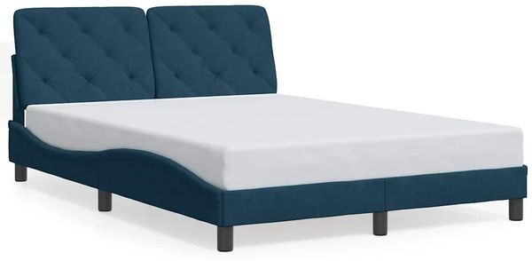 Doppelbett, Bettgestell Modernen ohne Matratze Blau 140x190 cm Samt d1777e