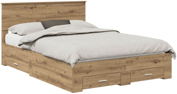 vidaXL Bettrahmen Artisan-Eiche 140x190 cm Holzwerkstoff 3410903