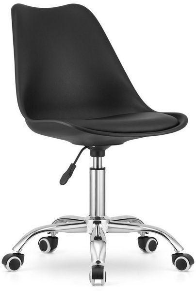 Home Collective Drehstuhl Bürostuhl für Kinderzimmer und Büro, Sitzhöhe verstellbar 47-58 cm (Bürostuhl mit Rollen, Schreibtischstuhl höhenverstellbar, Chromgestell, stabil), Ergonomischer Drehstuhl, Chromfuß, Öko-Lederkissen schwarz